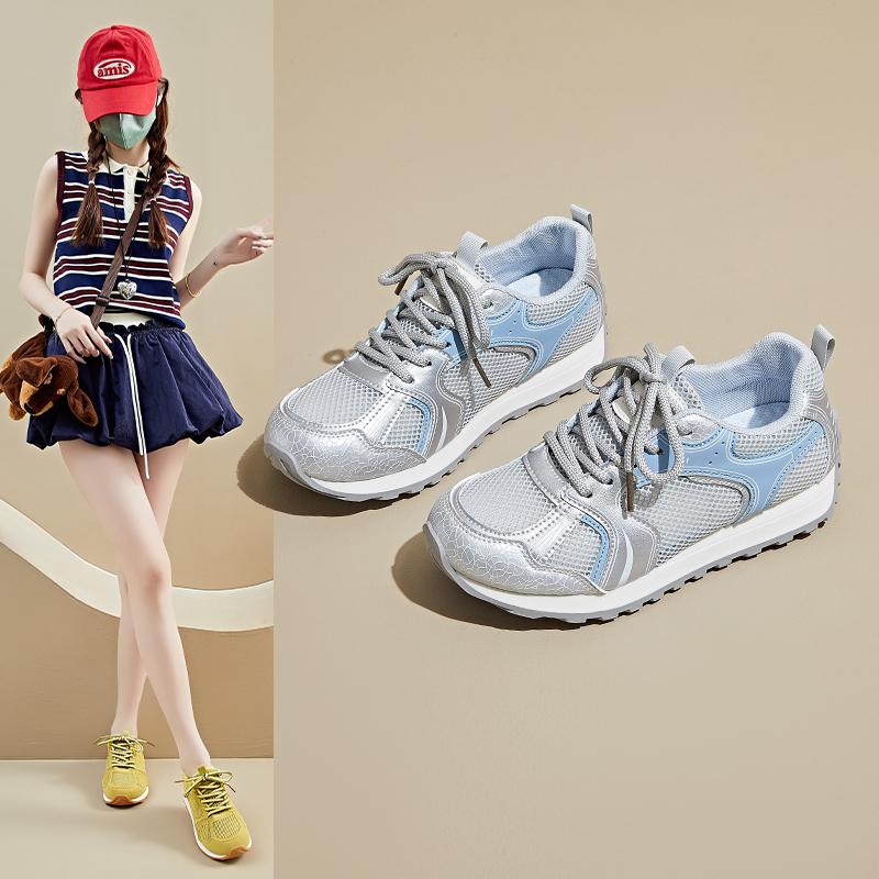 Fashion Women's Mesh Breathable Style Casual Shoes 2025 Spring Fashion Thick Soled Sports Shoes Comfortable Lightweight Sneakers