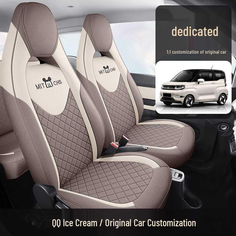 Chery QQ Ice Cream Car Seat Cover, All-Season Linen Cushion for Women, Full Coverage for 25 Models