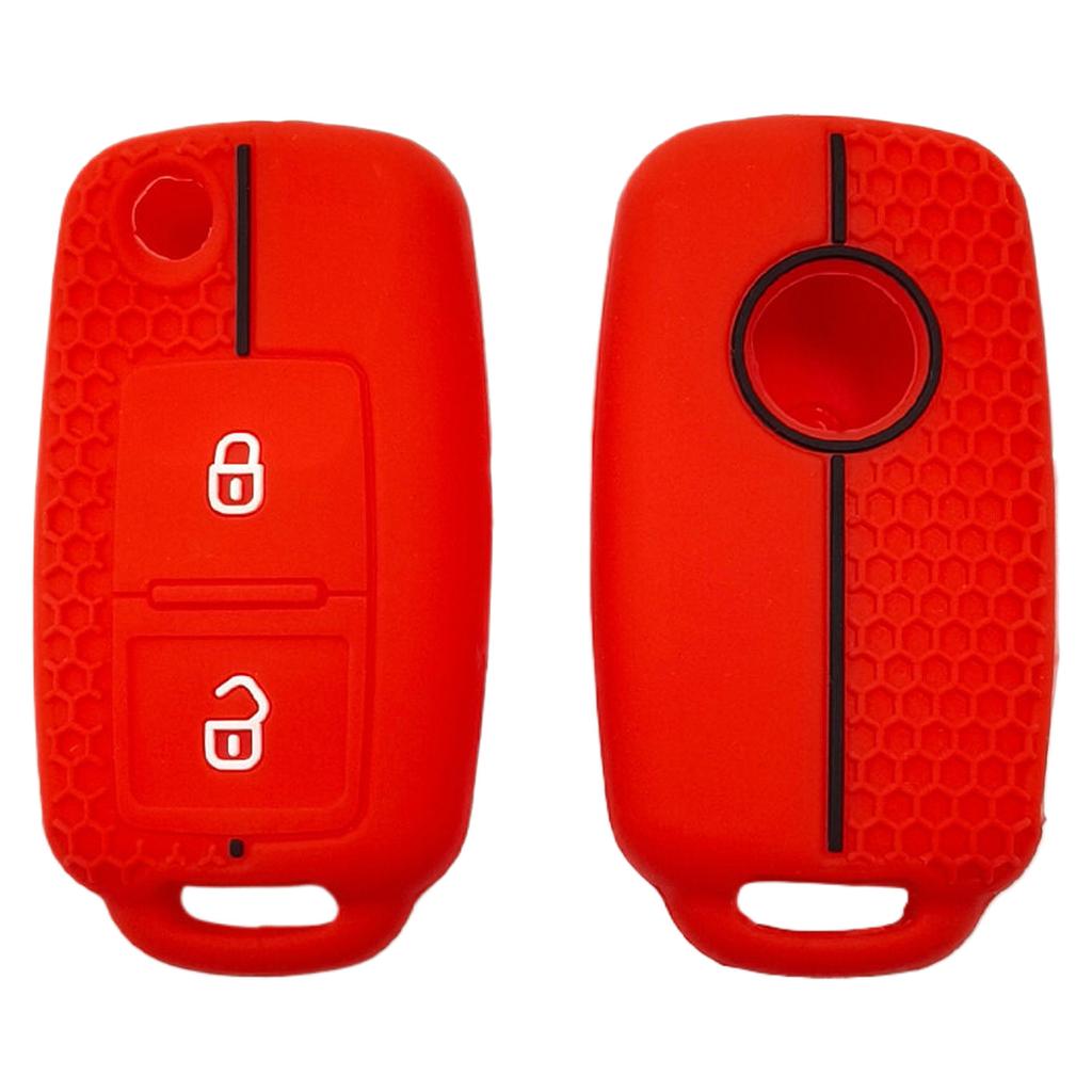 Silicone shockproof key bag, suitable for Volkswagen Golf, Passat, POLO, Skoda, foldable, 2-buckle, honeycomb pattern
