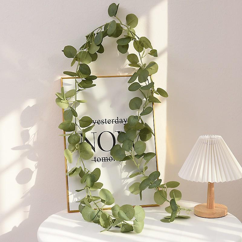 Artificial Eucalyptus Vine With Green Leaves Small Tea Roses Home Decor Wedding Party Wall Hanging