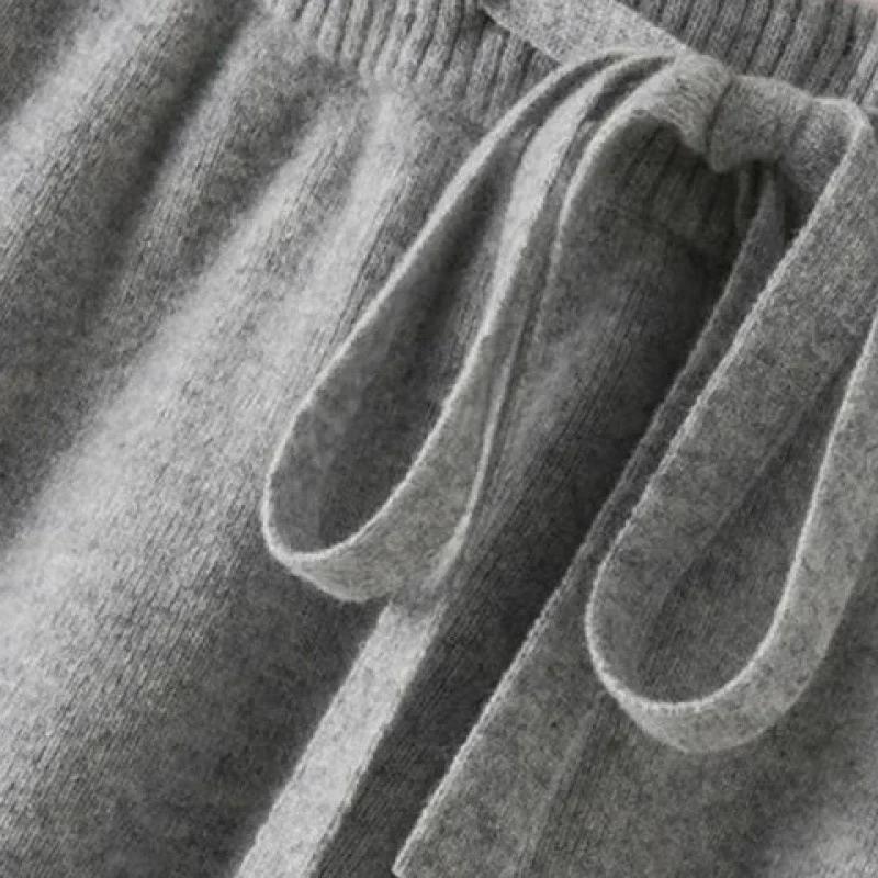 Pantaloni largi tricotați cu talie înaltă pentru femei - Pantaloni casual de toamnă 2024