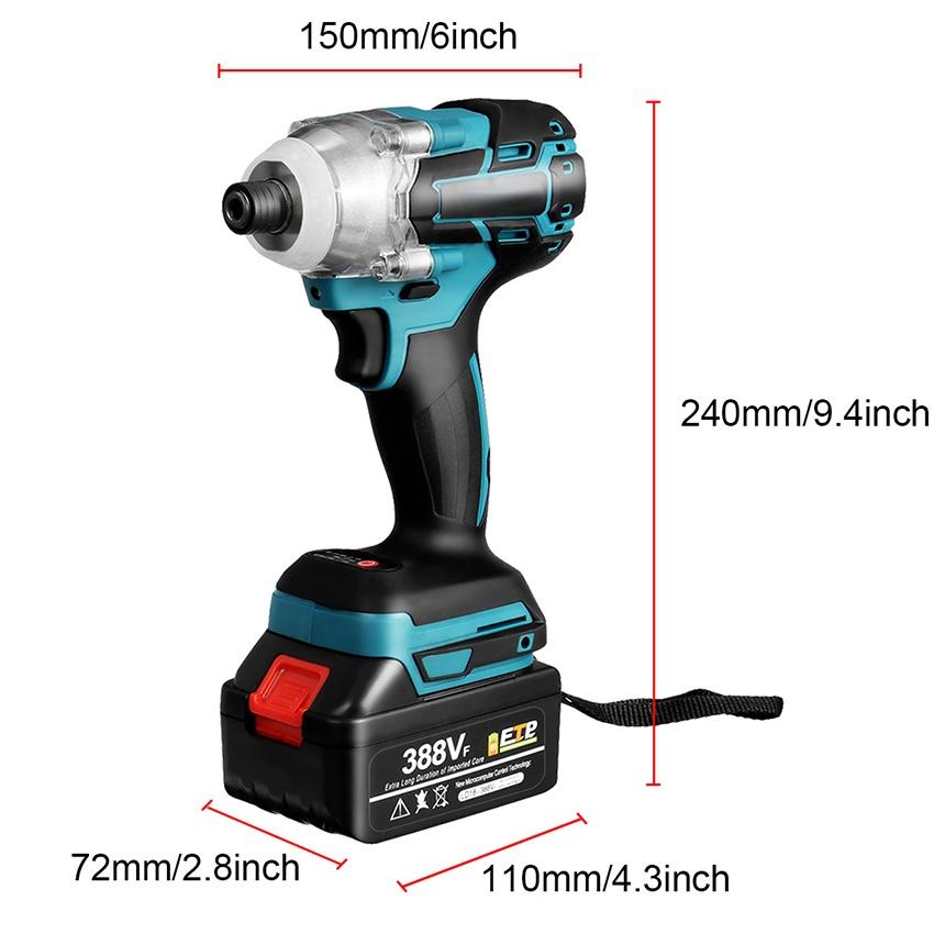 388VF Brushless Cordless Electric Screwdriver  1/4 Inch Power Tools Drill Driver + LED Light For 18V Battery