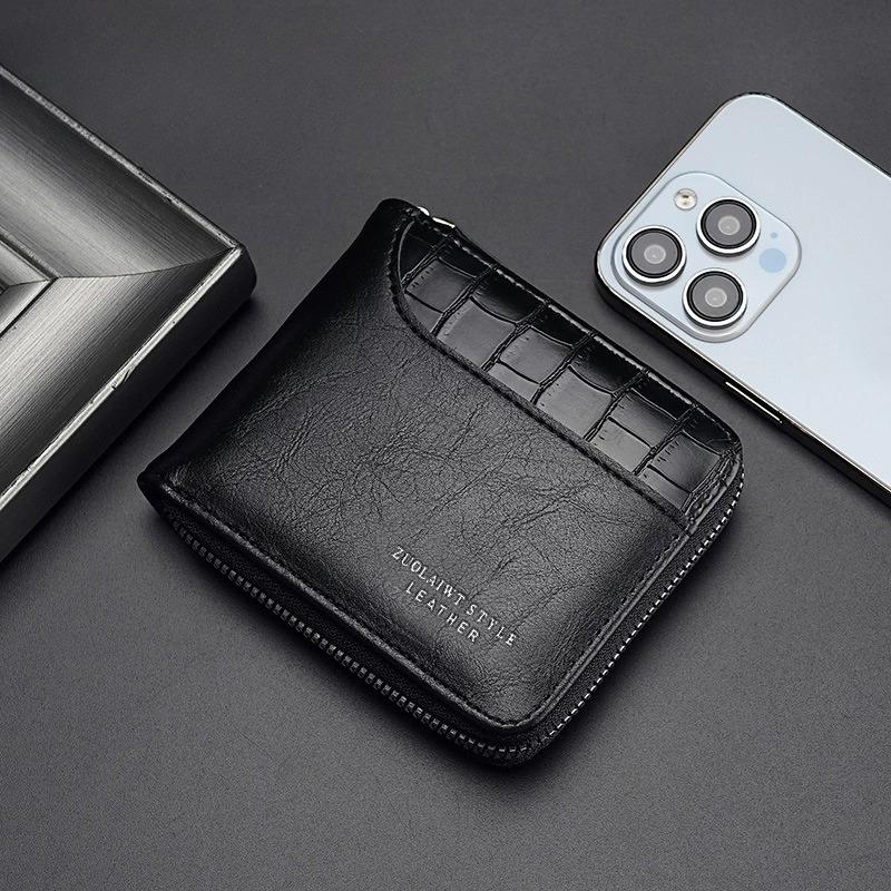 Retro Herren Leder Geldbörse Luxus Herren Tasche Männlich 3 Faltig Reißverschluss Geldklammer Kartenhalter mit Münzfach Rfid Geldbörsen Geschenke für Männer Geldbeutel