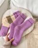 Women Autumn Winter Mid Length Socks Fashionable Versatile Purple Heart-Shaped Soft Warm Comfortable Casual Long Socks