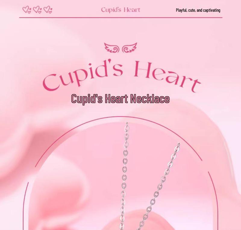 Cupid's Heart S925 Sterling Silver Necklace – Elegant Angel Pendant for Women, Ideal Gift for Girlfriend