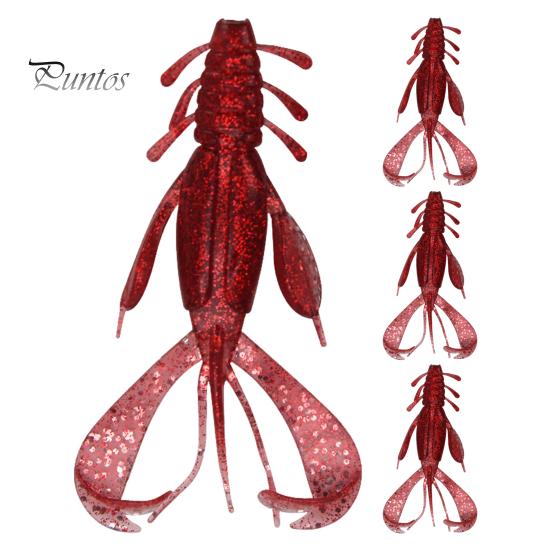 4Pcs 10CM/10G Soft Crayfish Lure with Sequins Realistic PVC Bionic Artificial Shrimp Bait Freshwater Saltwater Bass Trout Fishing Accessories