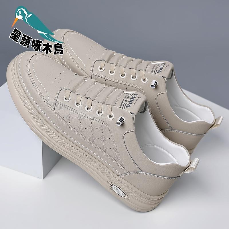 Star-headed Woodpecker Lightweight Soft-soled Leather Shoes Men's New Leather Trend Casual Shoes Light Shoes