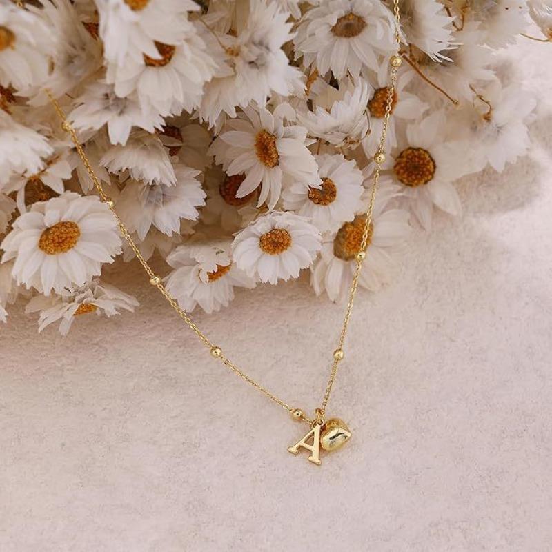 Fashion Luxurious Style 26 Letter Heart Necklace - Gold Plated - Simple and Versatile Women's Necklace