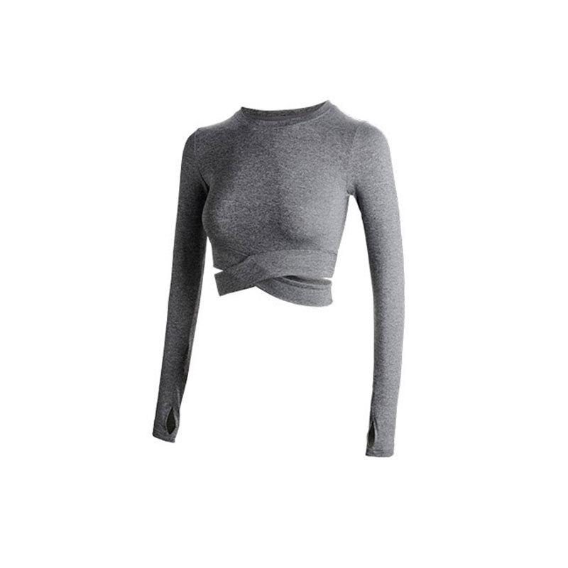 2025 Women's Yoga Sport Quick-Drying Cross Long Sleeve Crop Top