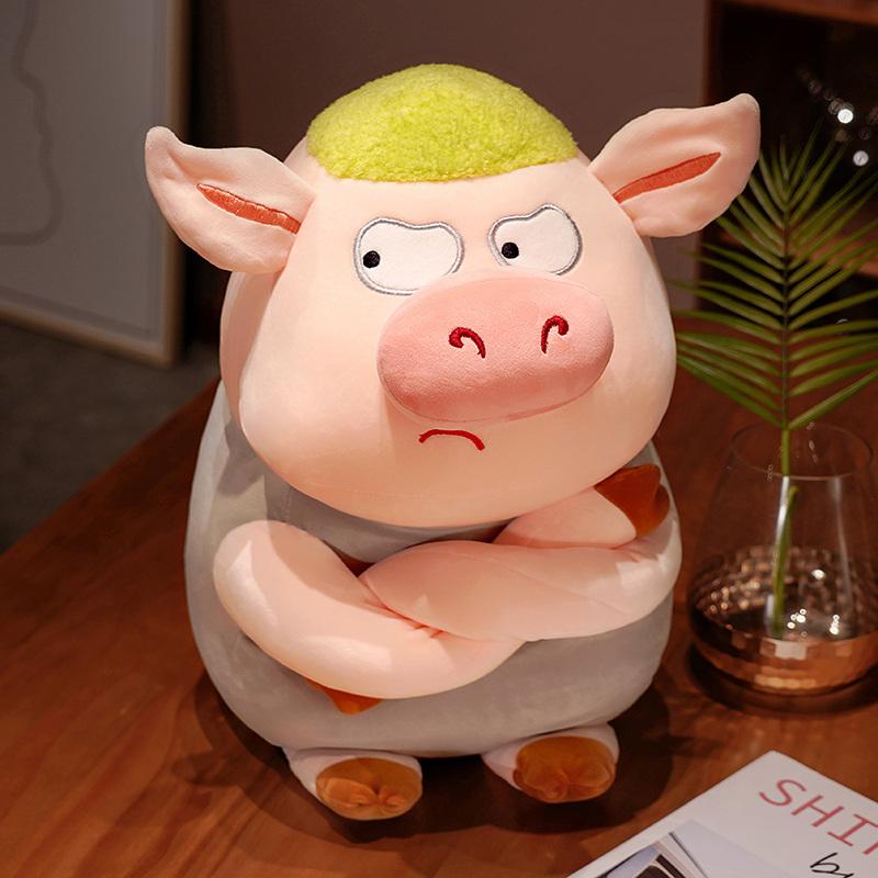 

35-55cm Kawaii Arrogant Piggy Plush Toy Cute Angry Piggy Doll Soft Stuffed Animal Cartoon Pig Pillow Children s Birthday Gift 30-35cm сірий