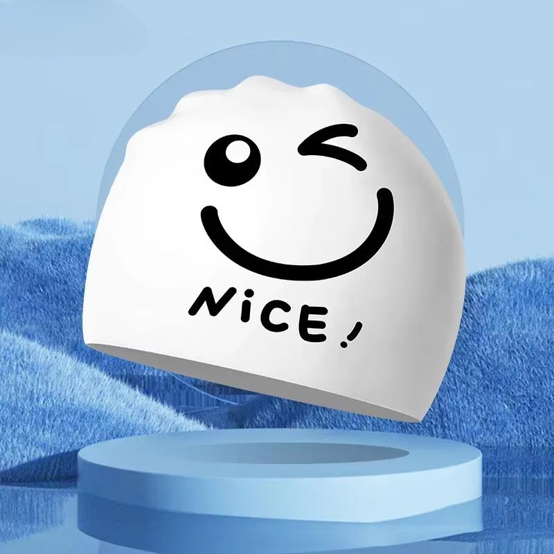 Silikon-Badekappen für Erwachsene für Damen langes Haar wasserdicht Ohrenschutz Badekappe Frau bedruckte Badekappe Schwimmzubehör