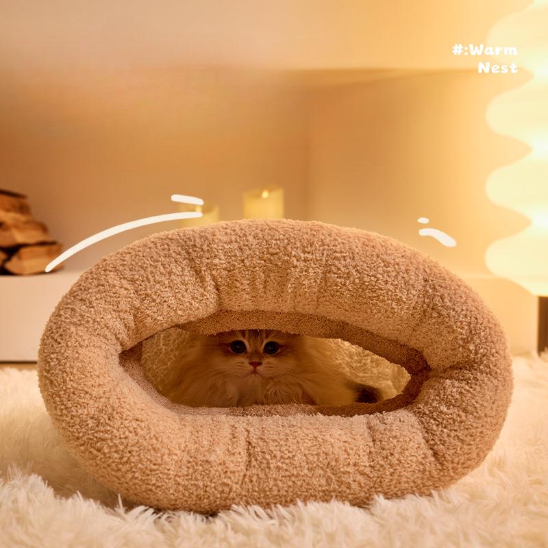 2026 Autumn and Winter Warm Cat Nest Sleeping Bag Drill Hole Closed Kitten Nest Safety Windproof Dog Nest Drill Quilt