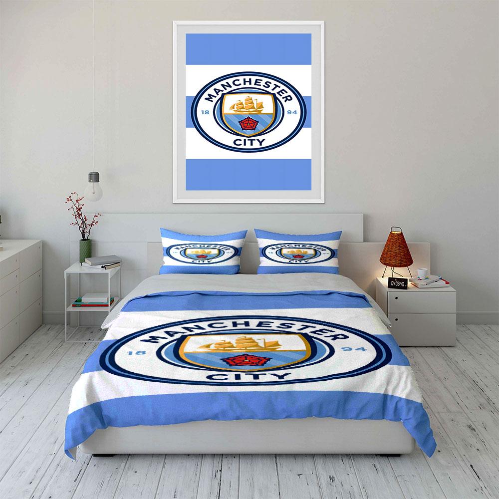 Manchester City Logo Pattern. Bedding Sets Duvet Cover Sets Duvet Covers Pillowcases(1 * Duvet Cover 2 * Pillowcases, Without Duvet Insert)