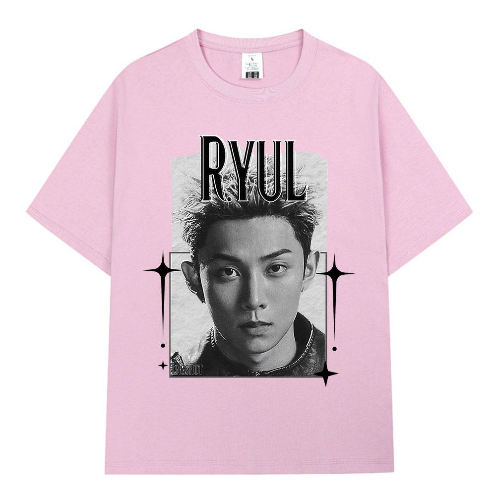 Korean Kpop Hip Hop Group Lngshot RYUL T-shirt Men Women Clothing Fashion Harajuku Oversized Cotton Short Sleeve Tees Fan Gifts