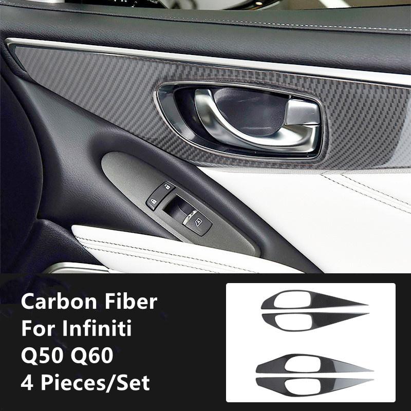 Carbon Fiber Car Interior Modification Cover Trim Strips Decorative Stickers For Infiniti Q50 Q60 Car Styling Inner