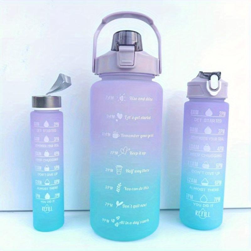 3Pcs Gradient Plastic Cup Set Large Capacity Sports Water Bottle Outdoor Travel Gym Fitness Jugs Student Portable Cup WIth Straw