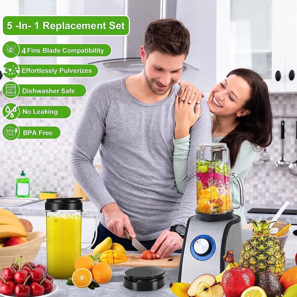 22Oz Plastic Blender Cups Blender Replacement Parts Blender Blade Juicer Cups for Magic B1001/MB1001B/MBR-0301/MBR-1101
