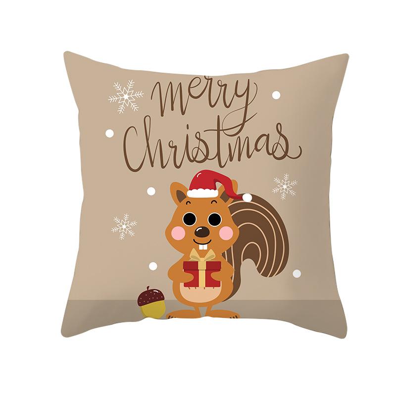 Cartoon Christmas Peach Skin Pillow Cover New Sofa Cushion Cover Square Cushion Pillow Cover
