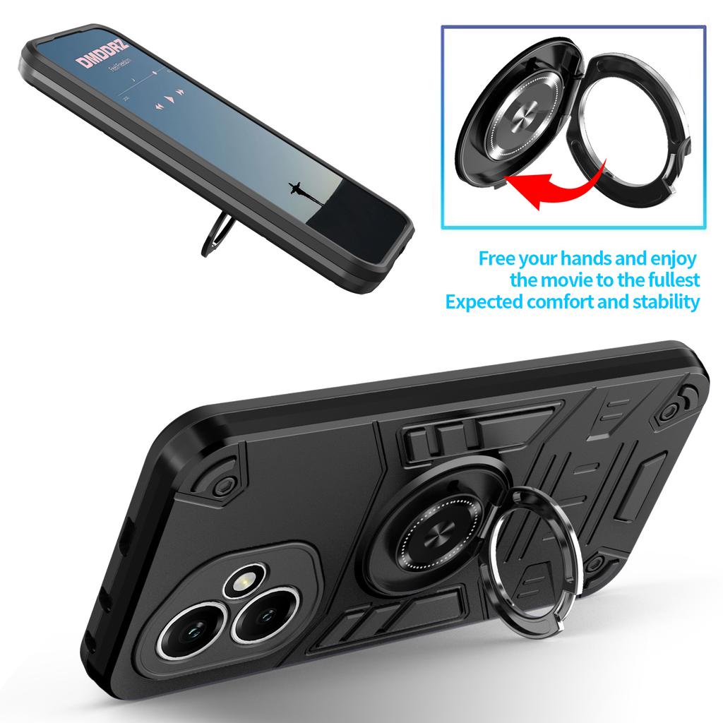 For Honor 400 5G (Global) Case with Ring Holder Kickstand PC + TPU Anti-Fall Phone Cover