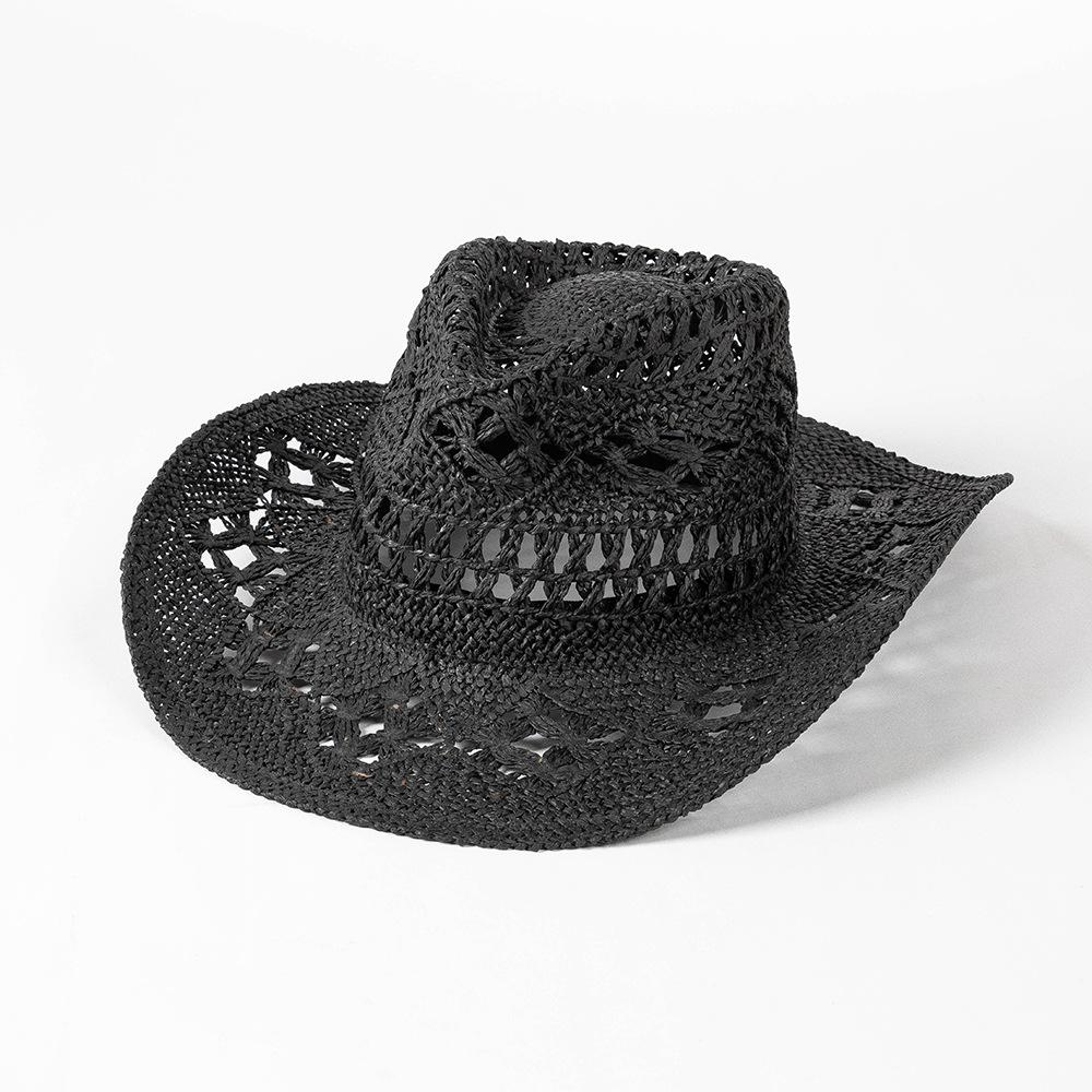 Matcha Green Cowboy Straw Hat Handwoven Hollow Men's and Women's Summer Sun Hat Western Cowboy Straw Hat  sombrero vaquero