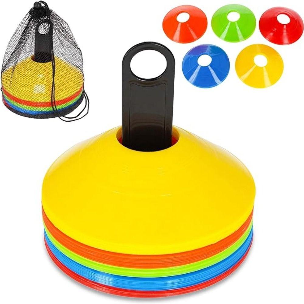 25/50Pcs Colorful Soccer Disc Cone Set Flexible Durable Training Marker Cones with Carrying Bag with Stand Soccer Cones