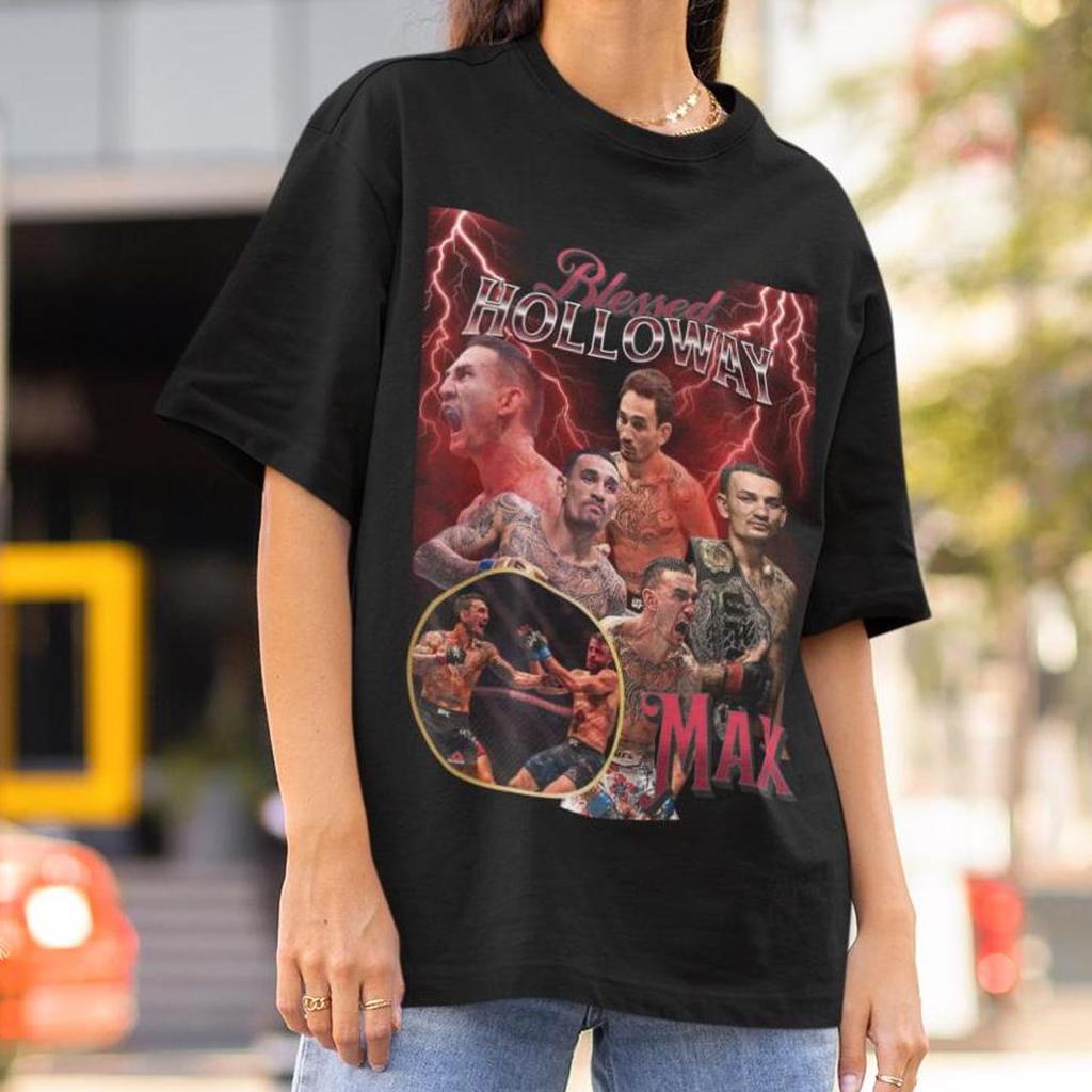 Max Holloway Blessed 90er UFC Shirt Grafikstil T-Shirt Kickboxen T-Shirt Vintage Oversized Sport T-Shirt Retro Boxer MMA Bootleg Geschenk MMA
