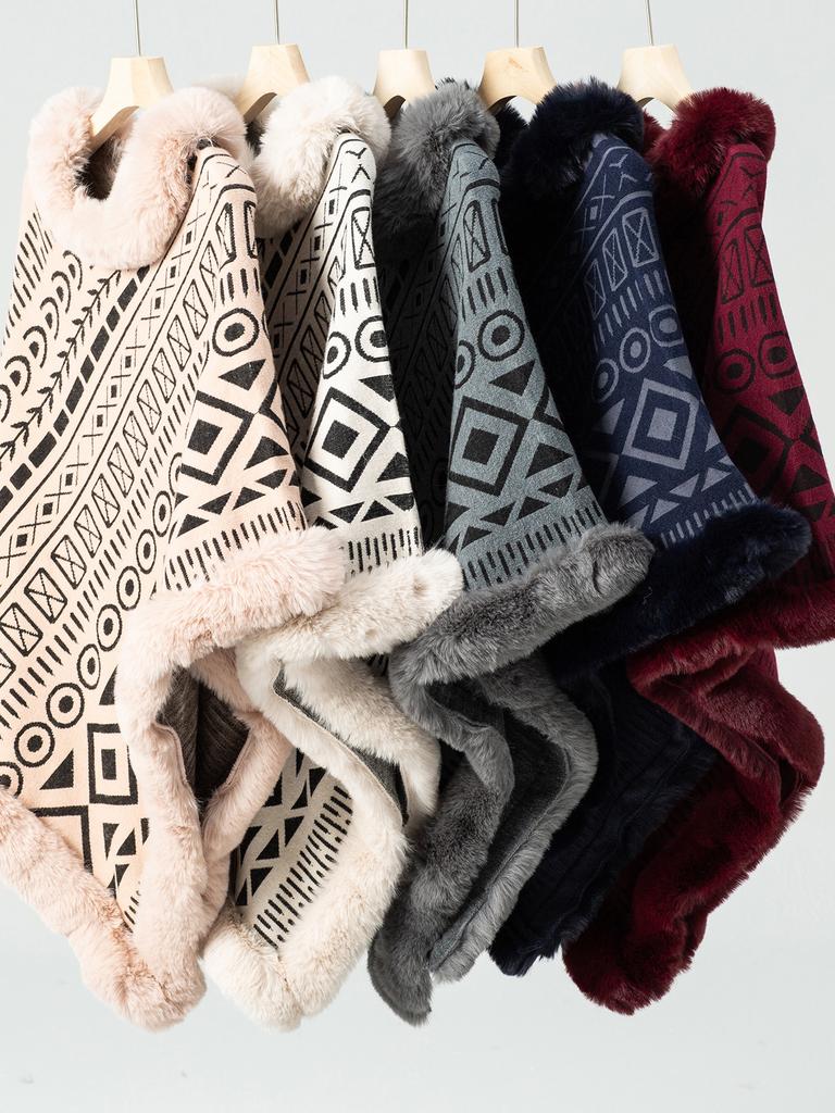 Women's Autumn and Winter Large Size Fashion Wool Collar Pullover Knit Loose Sweater Cape Top for Women 5 Colors