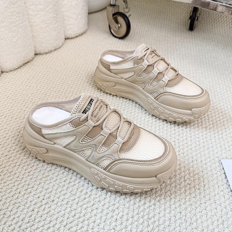 

2025 лето маленькие белые туфли новая корейская версия инс студентки толстая подошва увеличивающие рост сетчатые дышащие повседневные туфли женские W3002 40 хаки