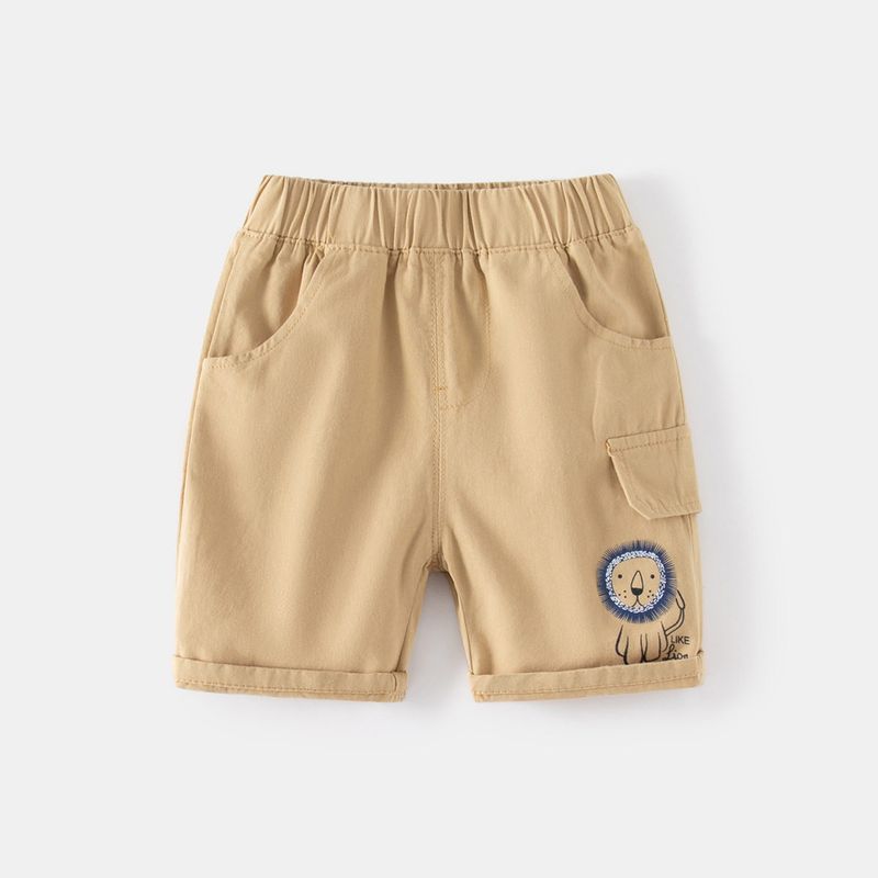 Boys  Shorts, Summer Children s Pants, Thin Casual Pants for Kids, Toddler Knee-Length Shorts, Boys  Mid-Waist Little Lion Pants Khaki Lion Mid-Length Shorts 90 cm