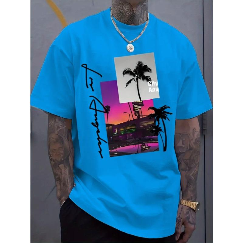 Men's Fashionable Round Neck T-shirt, Versatile Short Sleeves