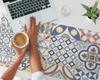 Durable Anti-Slip Desk Mat with Retro Tiles Patterns 100x50 Cm