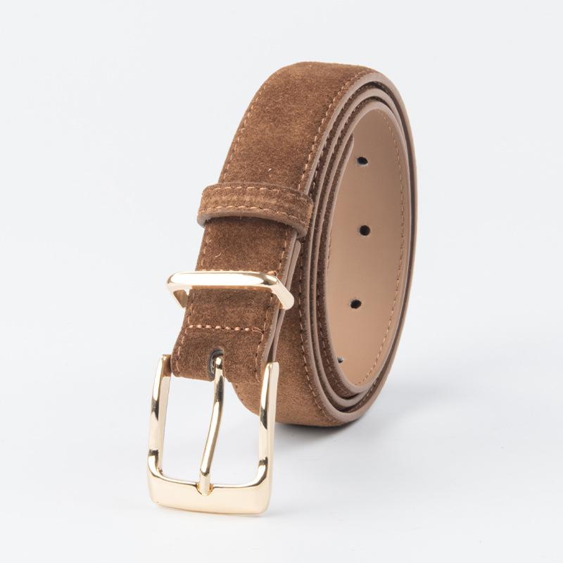Suede Cowhide Women'S Belt Casual Pants Jeans Skirt Decorative Pin Buckle Women'S Premium Belt Special For