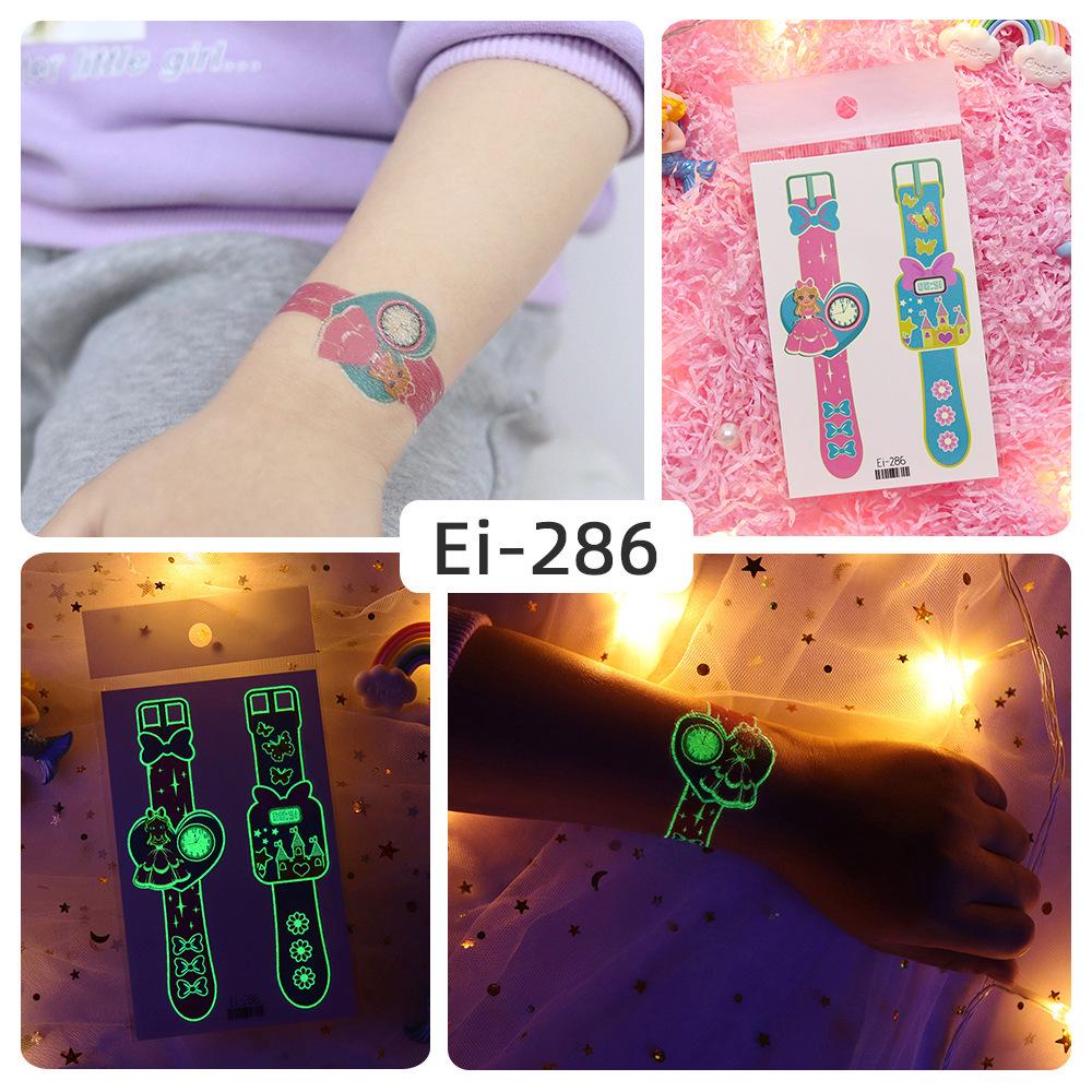 Rikalong Waterproof Luminous Cartoon Tattoo Stickers for Kids - Glow-in-the-Dark Watch Design