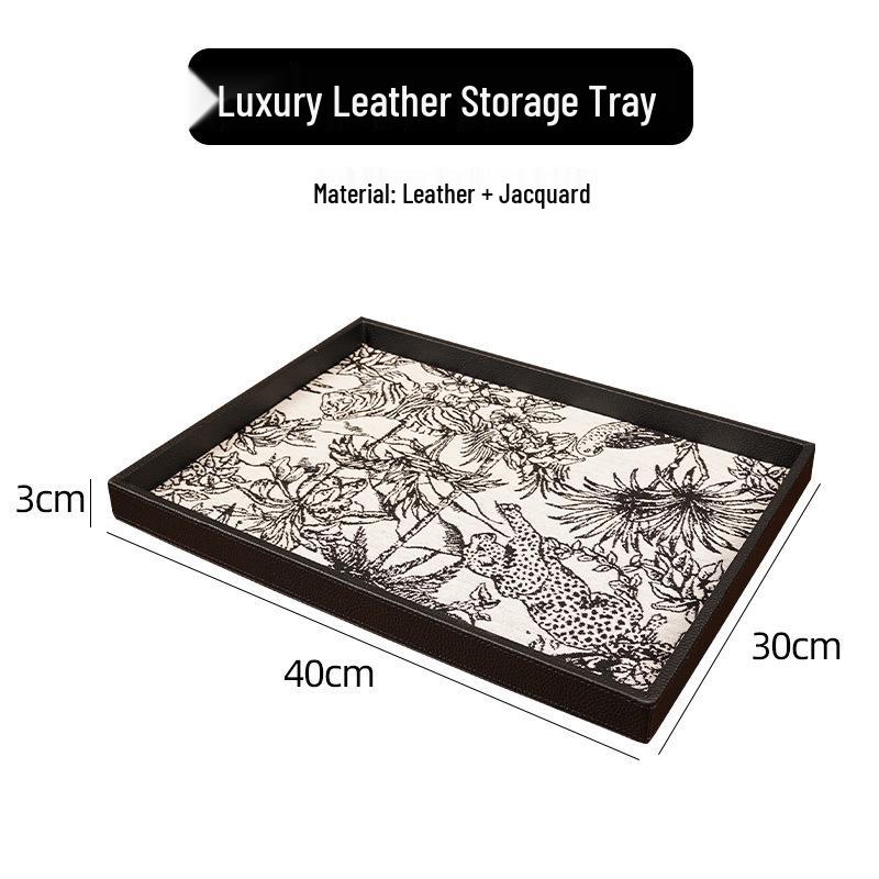 Francuska Retro Luksusowa Taca do Przechowywania ze Skórzanym Uchwytem do Szafki w Przedpokoju