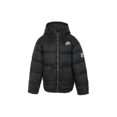 Down Jacket Letter Logo Print Hooded Warm Black Kids Jackets FV6969-010