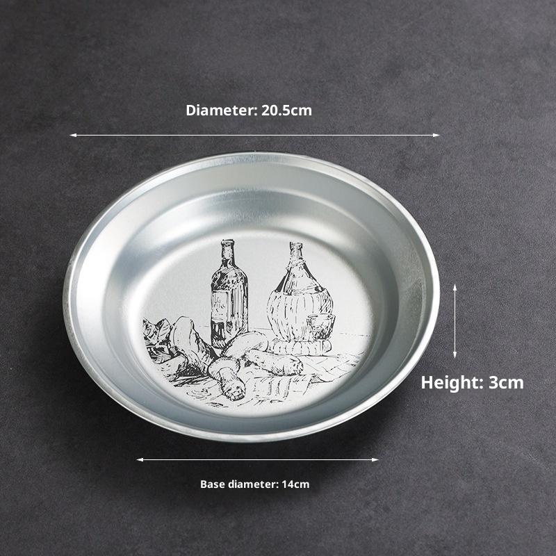 1Pc Retro Round Tinplate Storage Tray Desktop Disc for Fruit Snacks Pastries Desserts Candy - Household Kitchen Food Organizer