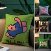 Happy Dog Kwaii Anime Pillow Case Anti-dustmite Pillowcase Invisible Zipper Silky Short Plush Sofa Cushion Cover