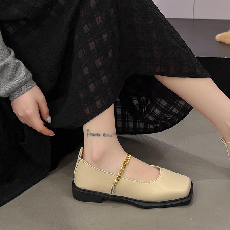Retro Fashion Mary Jane Single Shoes - Women's  Spring New Style Square Toe Versatile Low Heel Leather Shoes. Sizes 35-43
