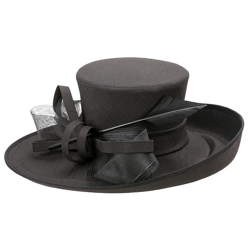 Unique Deluxe Mei Red Church Hat Elegant Photography Top Hat Female Cocktail Fascinator Bowler Formal Hat for Women