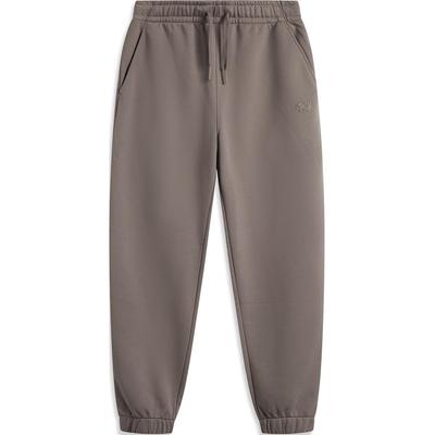 Li Ning Sports Trend Series Solid Color Lace-Up Breathable Comfortable Casual Tapered Knit Sports Pants Men Pants Tree-Gray Brown AKLU605-5