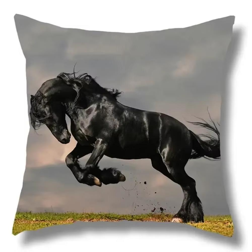 Horse Pattern Home Decoration Pillow Cover Polyester Fiber Cushion Cover Living Room Sofa Cushion Cover