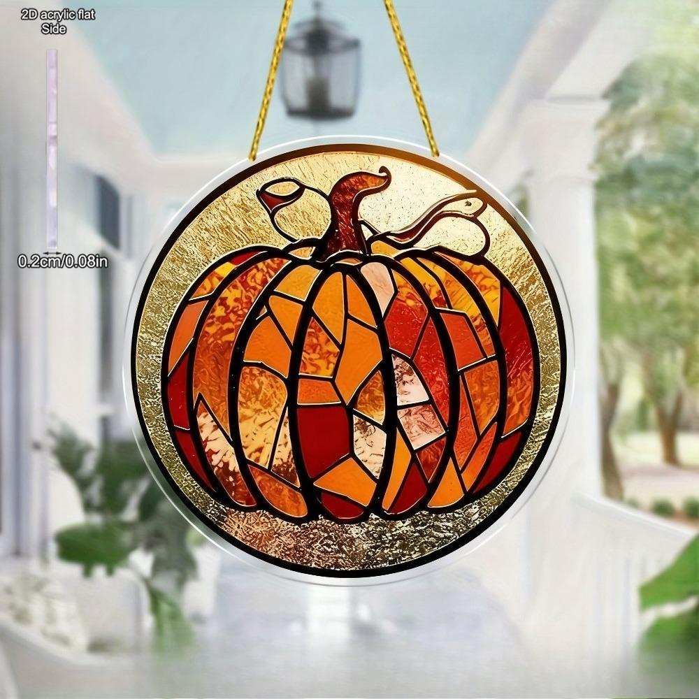 Pumpkin Theme Sun Catcher Acrylic Hang Sign, Nurseries, Vintage Home Decor Wall for Bar Kitchen, Restaurant Shop Wall Decor, Garden Decoration, Vinta