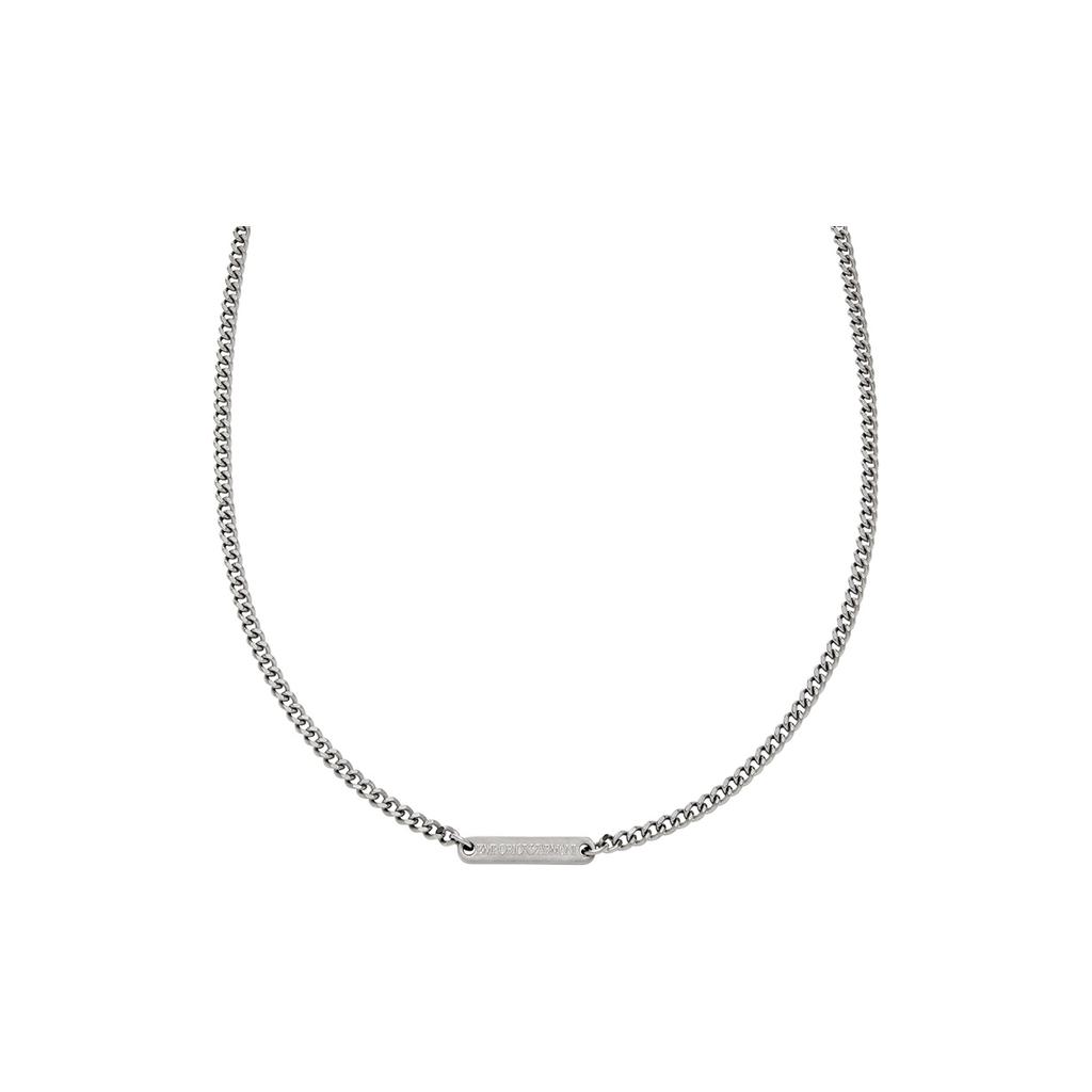 Emporio Armani Hip Hop Cool Mode Vielseitig Cuban Link Edelstahl Halskette Herren Halskette Silber EGS3188040