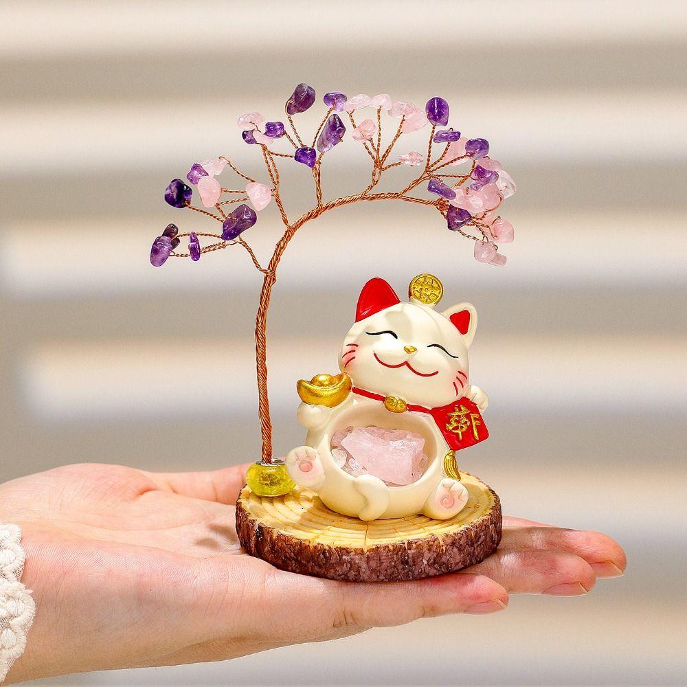 Phoenix Tailed Natural Crystal Crystal Tree Colorful Gravel Fortune Tree Energy Tree Office Desk