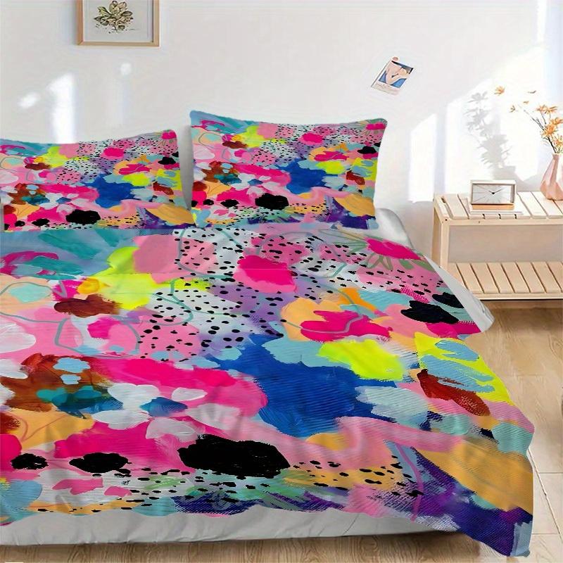 3pcs Abstract Floral Print Bedding Set, Breathable and Soft, Suitable for Bedroom Decor (1*Duvet Cover + 1/2*Pillowcases, No Core) yy250821149
