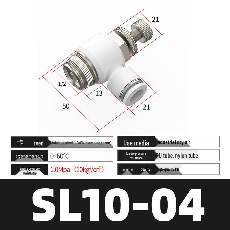 Pneumatyczny regulowany zawór dławiący serii SL (4/6/8/10/12) dla złącza rurki pneumatycznej i cylindra
