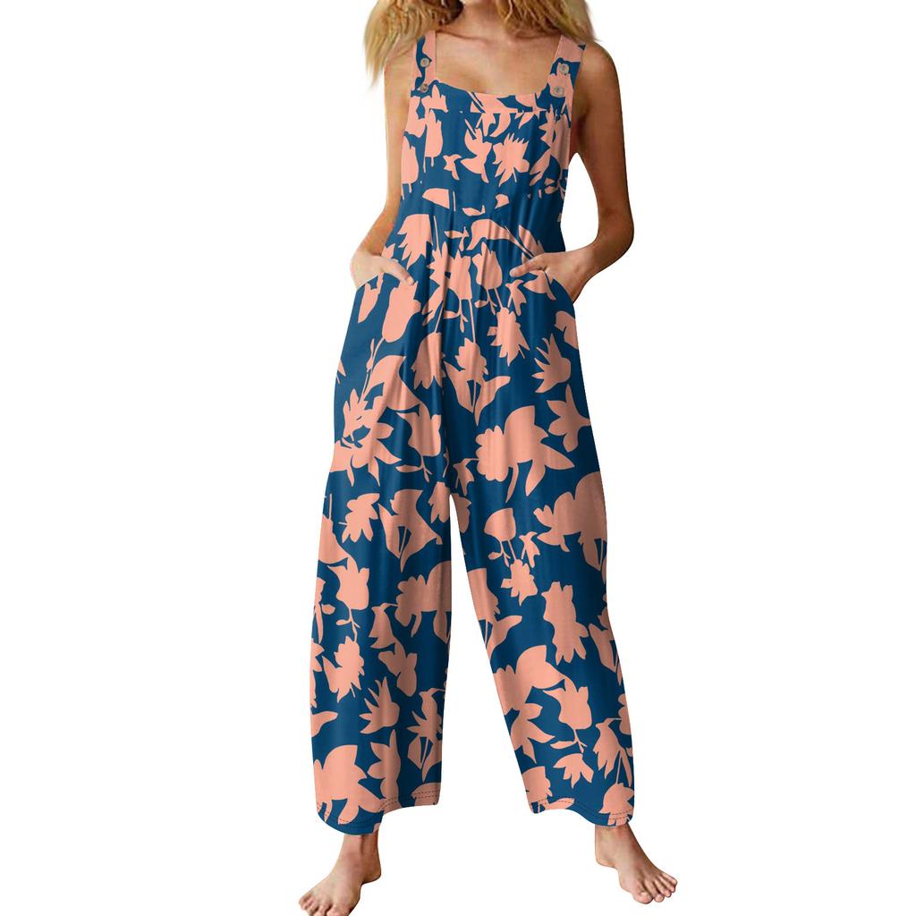 Women's Casual Jumpsuit Sleeveless Popular Floral Print Jumpsuit