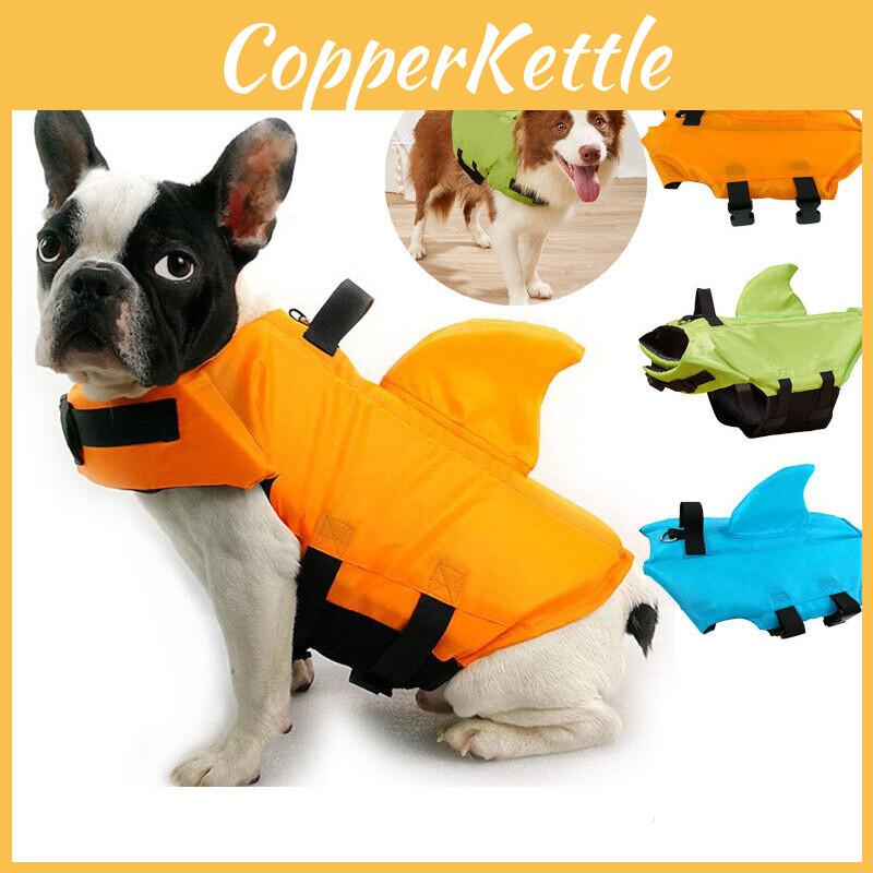 Patent Design Wangupet Shark Fin Dog Life Jacket In Blue, Orange, And Green