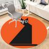 1pc Cat Orange Office Round Area Rug, Indoor Mat Suitable ForOffice, Under Office Chairs Bedroom Living Room Home Decor, Room Decot209