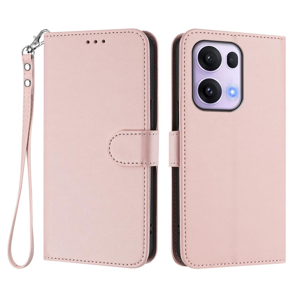 For Oppo Reno13 Pro 5G Leather Case Wallet Stand Phone Cover with Wrist Strap